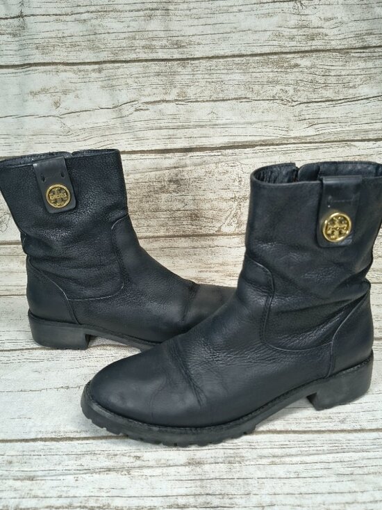 Tory Burch Shoes - Tory Burch black Leather Moto Booties Women Size 7